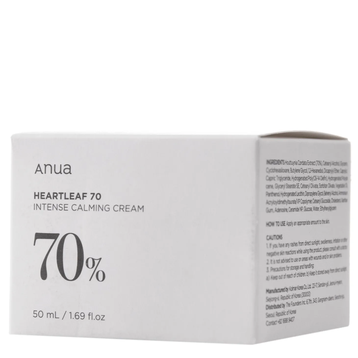 Anua - Heartleaf 70% Intense Calming Cream - Kojący Krem do Twarzy z Ekstrakem z Pstrolistki - 50ml