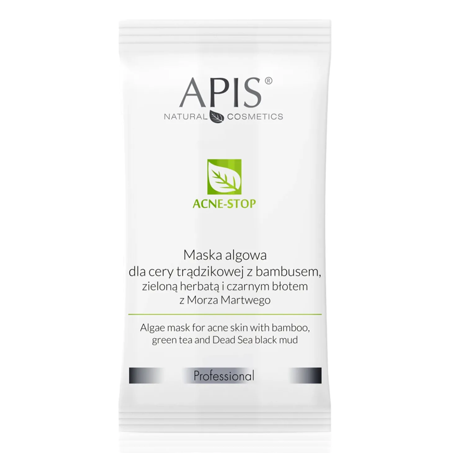 Apis - Acne-Stop - Maska Algowa dla Cery Trądzikowej z Bambusem, Zieloną Herbatą i Czarnym Błotem z Morza Martwego - 20g