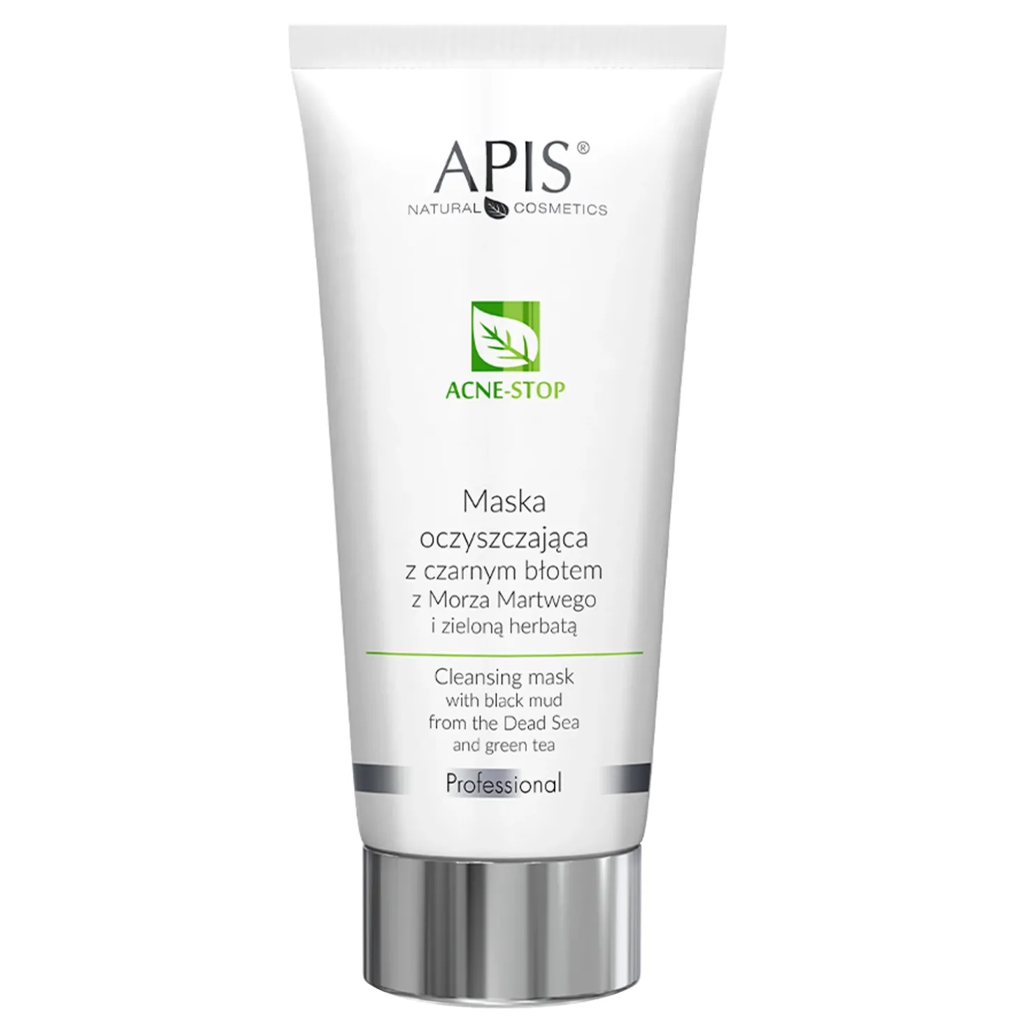 Apis - Professional - Acne-Stop - Cleansing Mask with Black Mud from the Dead Sea and Green Tea - Maska Oczyszczająca z Czarnym Błotem z Morza Martwego i Zieloną Herbatą - 200ml