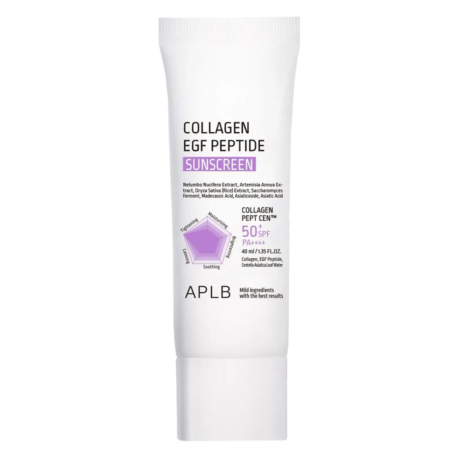 APLB - Collagen EGF Peptide Sunscreen SPF50+ PA++++ - Nawilżający Krem do Twarzy z Filtrem - 40ml