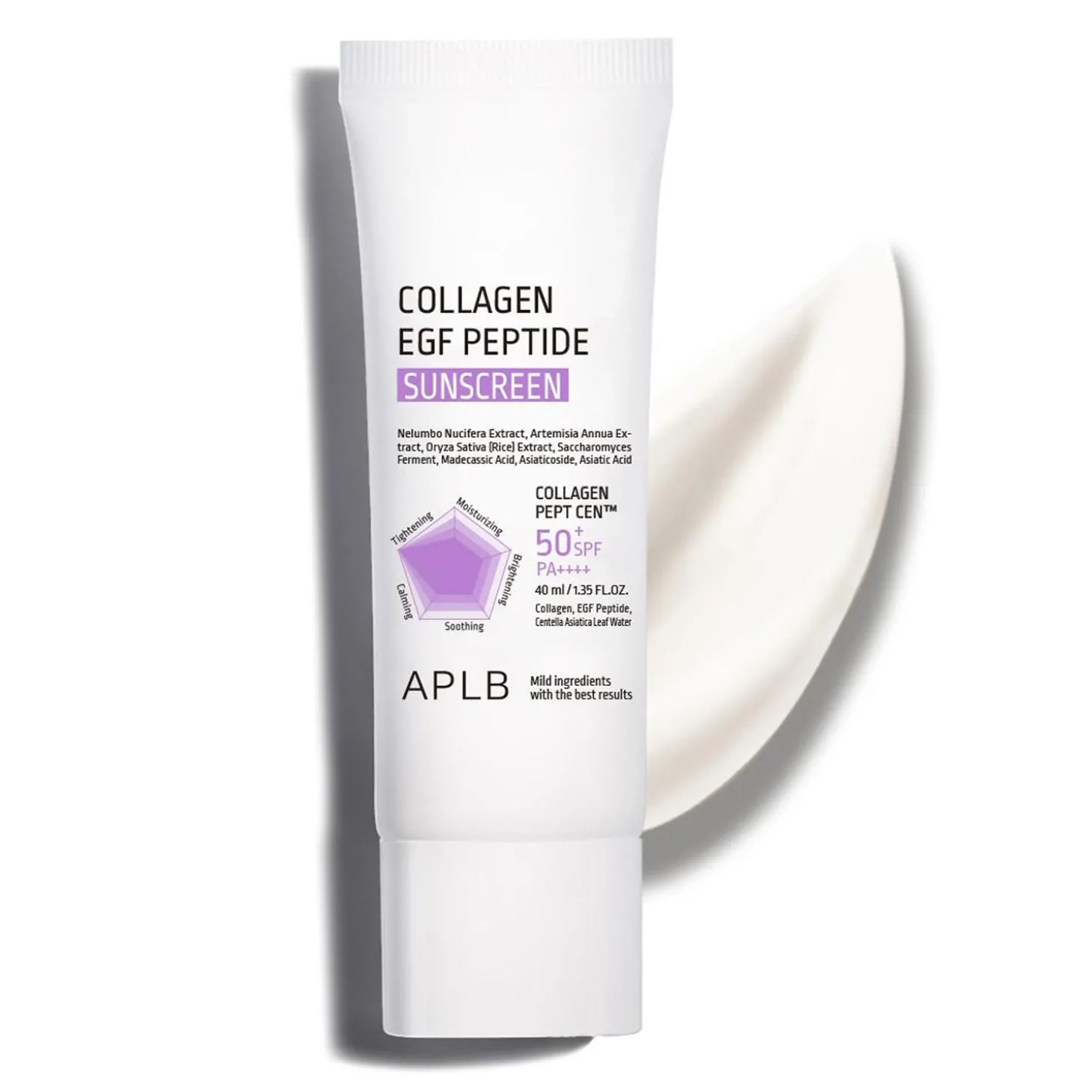 APLB - Collagen EGF Peptide Sunscreen SPF50+ PA++++ - Nawilżający Krem do Twarzy z Filtrem - 40ml