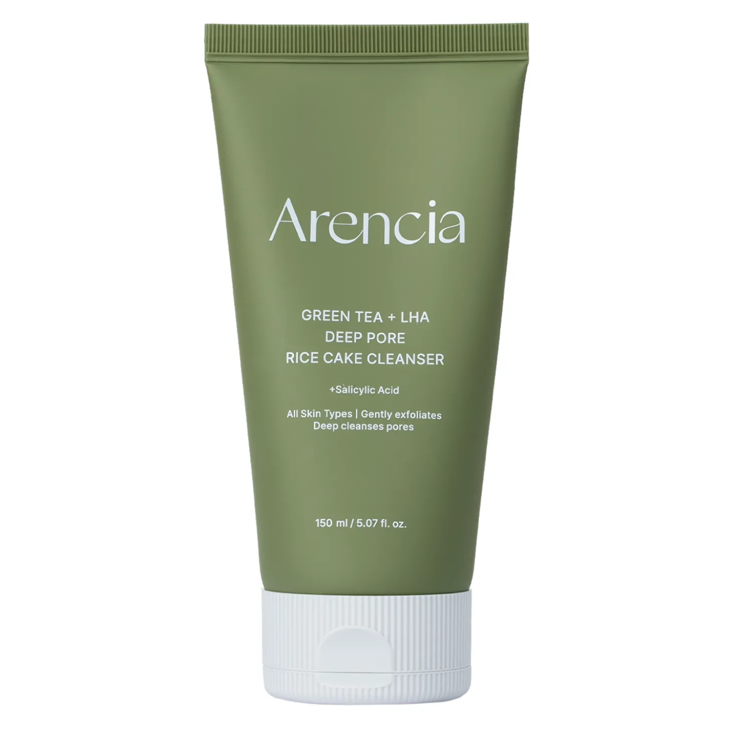 Arencia - Green Tea + LHA Deep Pore RIice Cake Cleanser - Żel do Mycia Twarzy z Zieloną Herbatą - 150ml