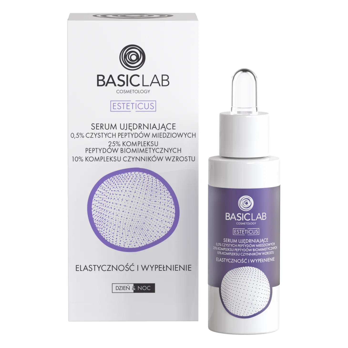 BasicLab - Elastyczność i Wypełnienie - Serum Ujędrniające 0,5% Peptydów Miedziowych - 30 ml