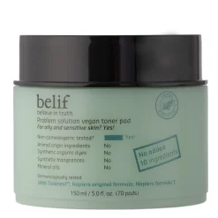 Belif - Problem Solution Vegan Toner Pad - Kojące Płatki do Twarzy z Ekstraktem z Drzewa Herbacianego - 70szt/150ml