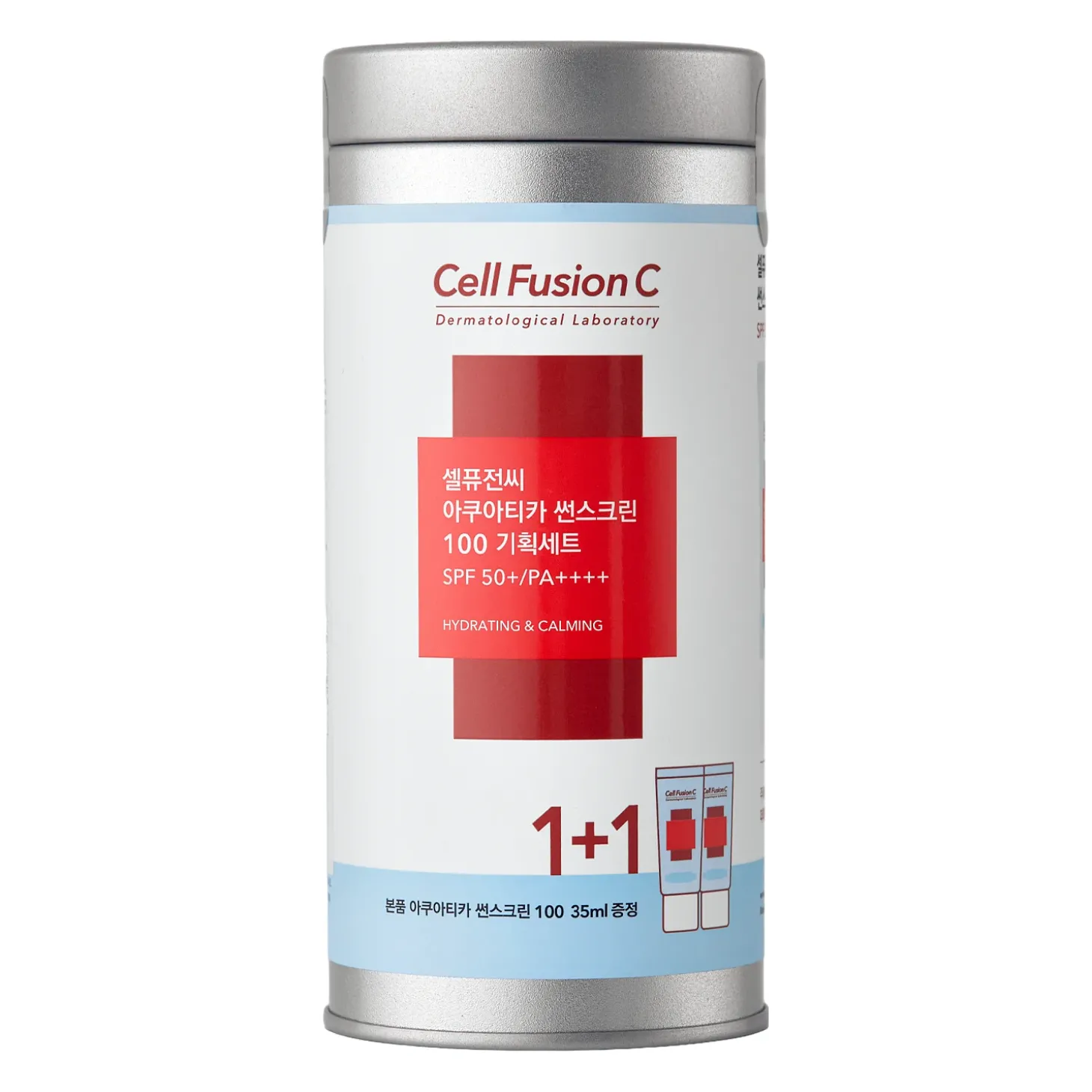 Cell Fusion C - Aquatica Sunscreen 100 SPF 50+/PA ++++ - Nawilżający Krem z Filtrem do Twarzy - 2x35ml