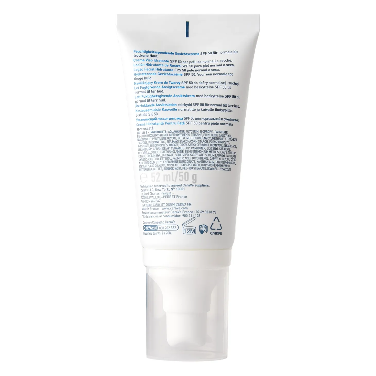 CeraVe - Nawilżający Krem do Twarzy SPF50 - 52ml