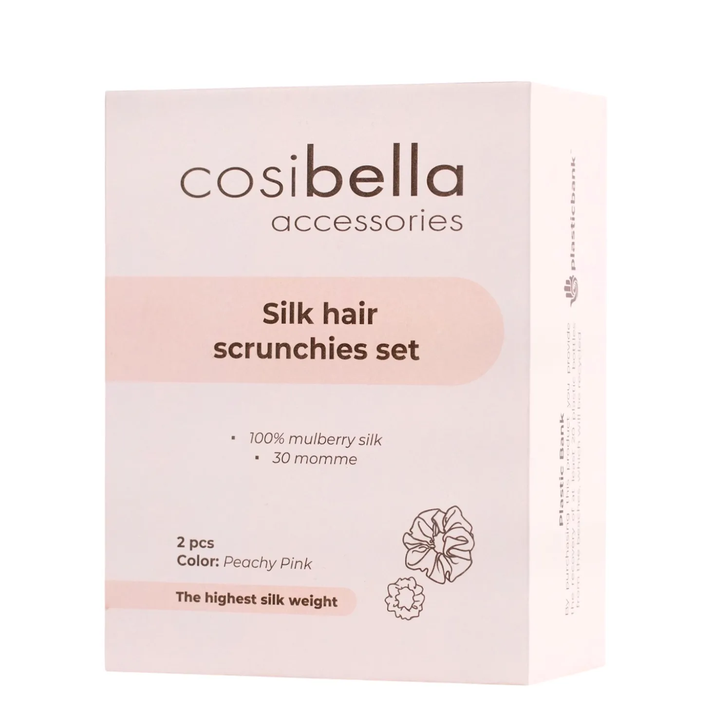 Cosibella Accessories - Zestaw Gumek Do Włosów Z Jedwabiu - Peachy Pink
