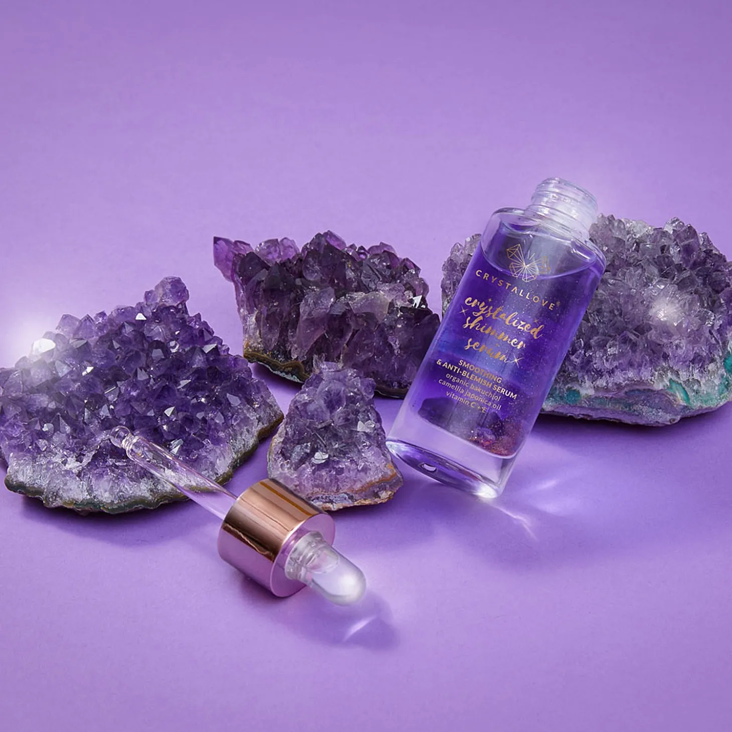Crystallove - Amethyst Shimmer Serum – Serum do Twarzy z Ametystem i Bakuchiolem - 30ml - OUTLET