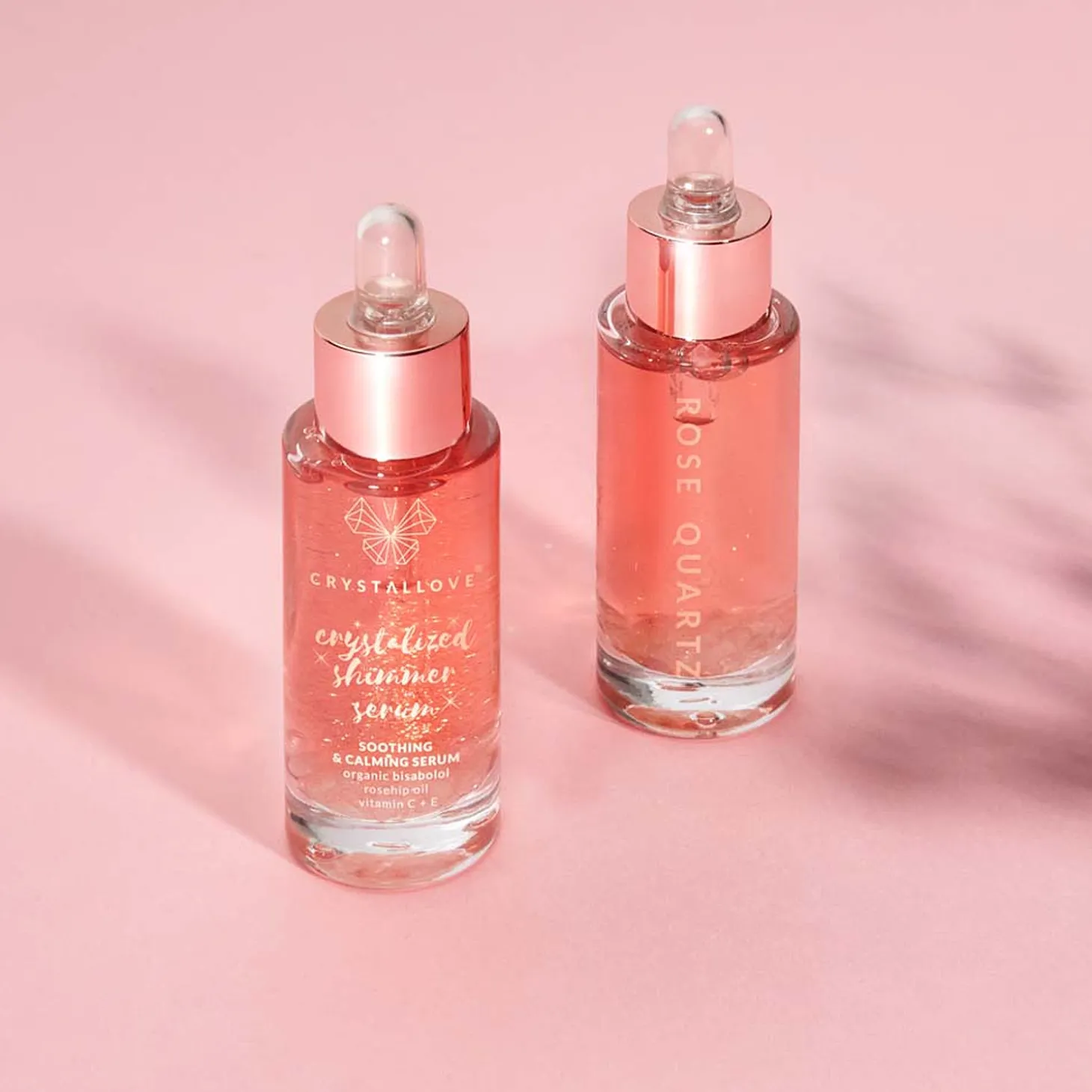 Crystallove -Rose Quartz Shimmer Serum – Serum do Twarzy z Kwarcem Różowym i Bisabololem - 30ml