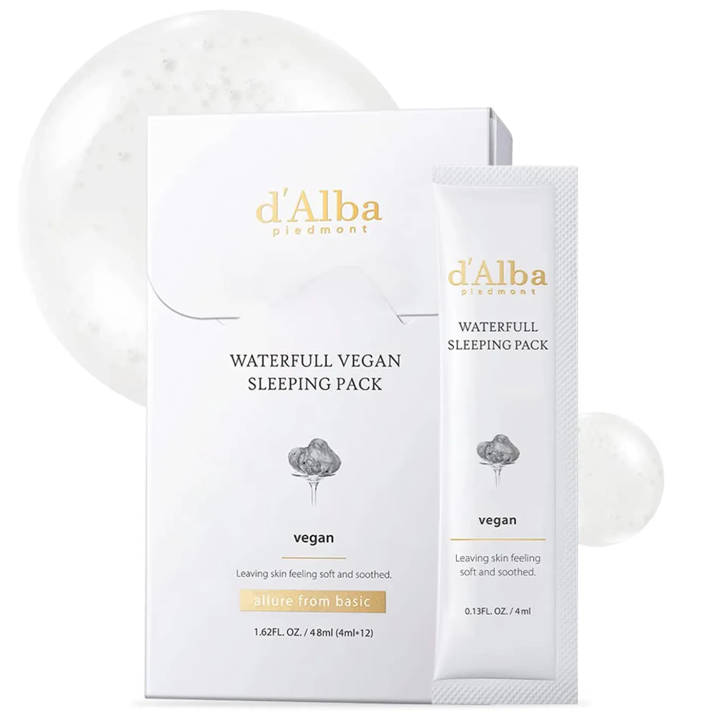 d'Alba - Waterfull Vegan Sleeping Pack - Nawilżająca Maska do Twarzy na Noc - 12x4ml