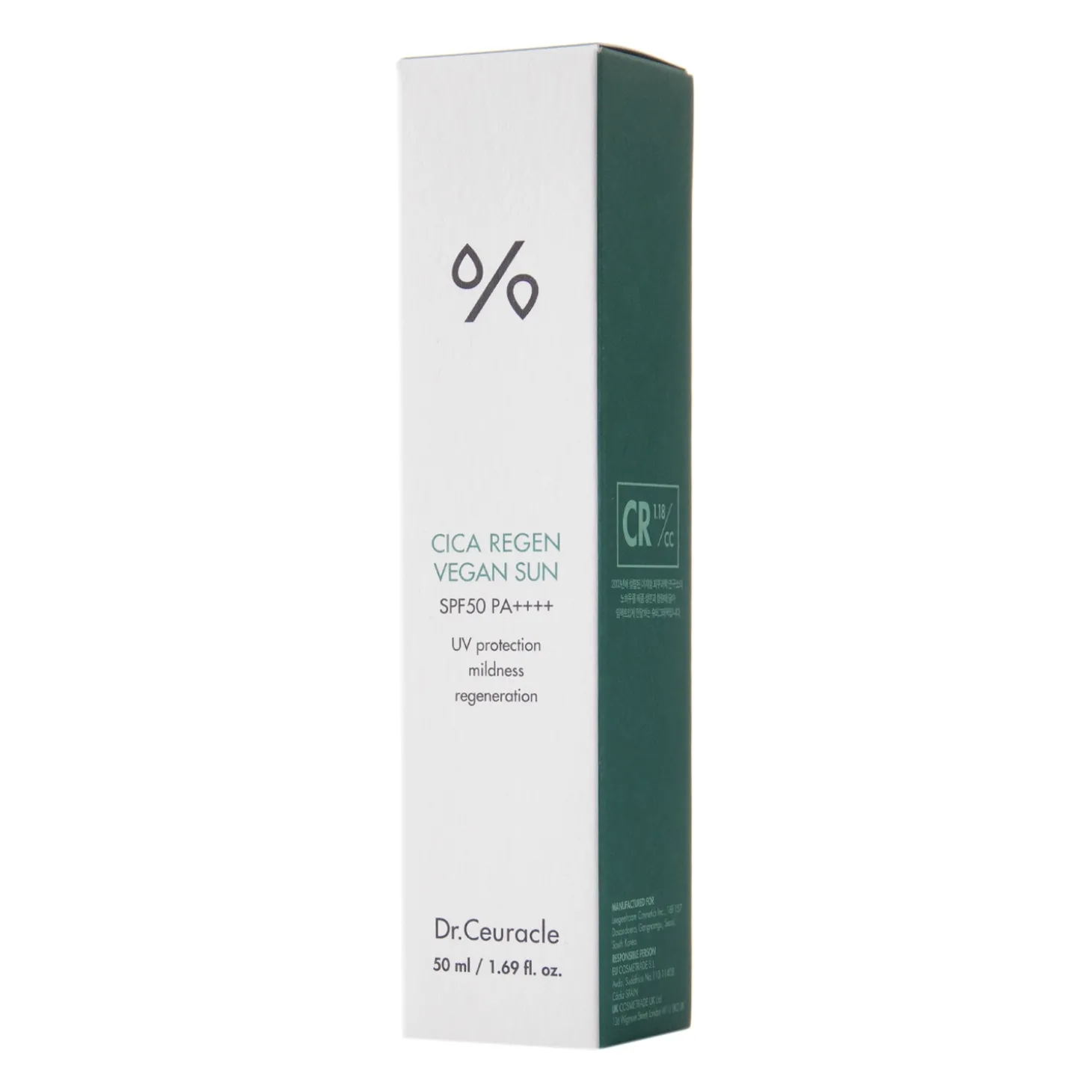 Dr.Ceuracle - Cica Regen Vegan Sun SPF50+/PA ++++ - Kojący Krem z Filtrem - 50ml