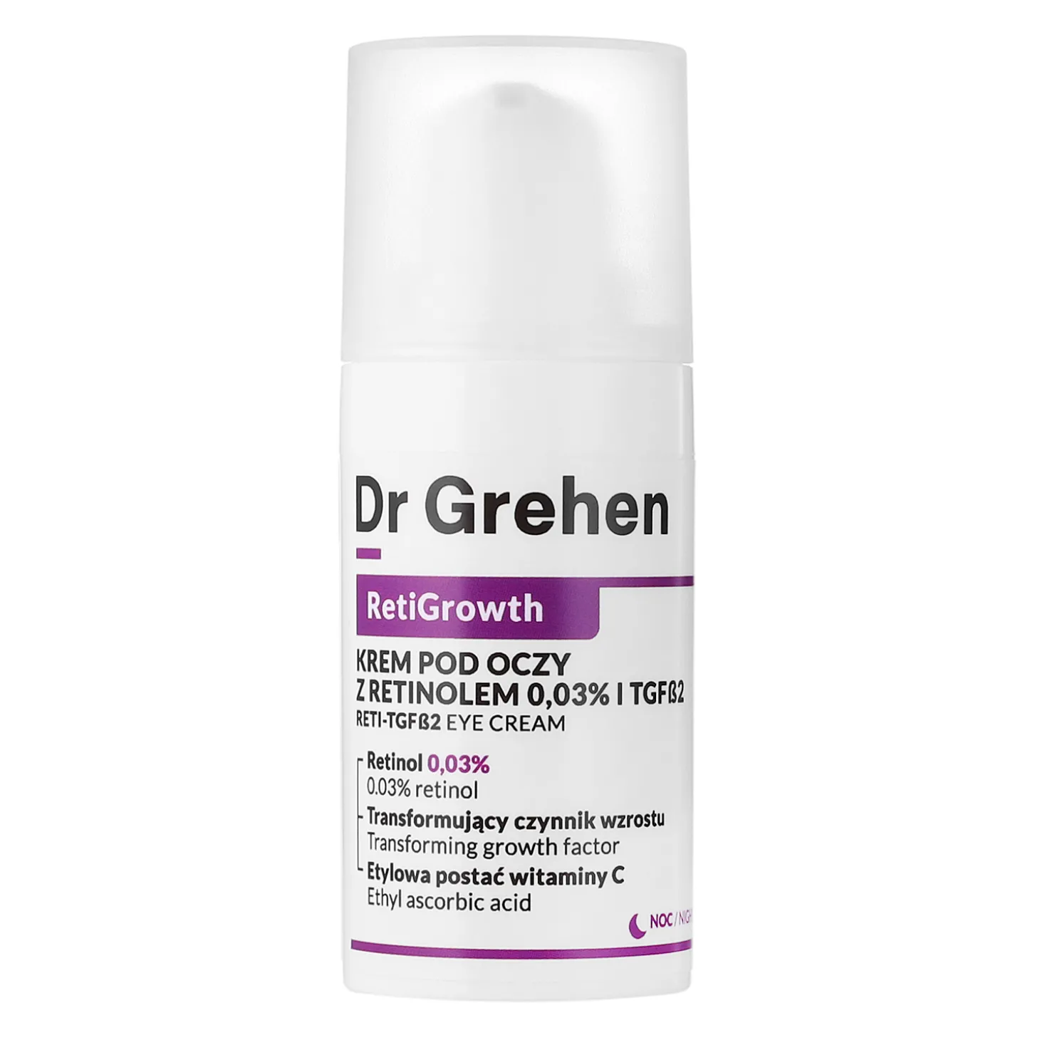 Dr Grehen - RetiGrowth - Reti-TGF Eye Cream - Krem pod Oczy z Retinolem 0,03% i Czynnikiem Wzrostu - 15ml