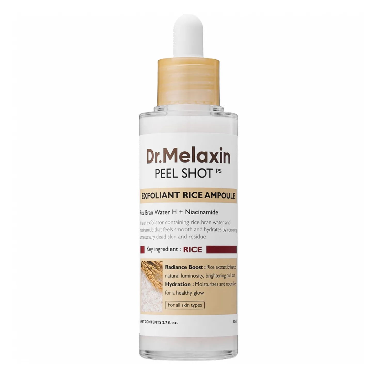 Dr.Melaxin - Peel Shot Exfoliating White Rice Ampoule - Delikatnie Złuszczająca Ampułka z Ekstraktem z Ryżu - 80ml