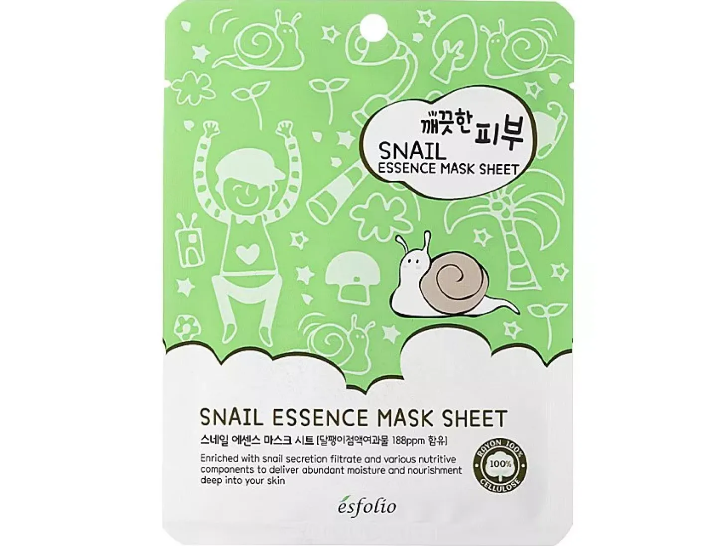 Esfolio - Pure Skin Snail Essence Mask - Maska w Płacie ze Śluzem Ślimaka - 25ml