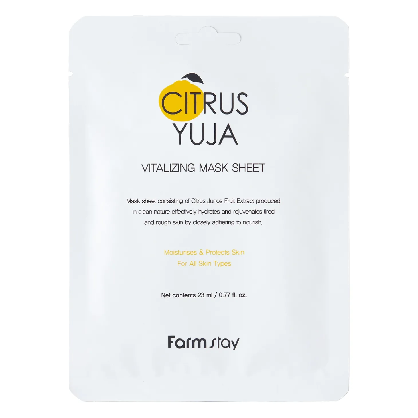 Farmstay - Citrus Yuja Vitalizing Mask Sheet - Rewitalizująca Maska w Płachcie z Ekstraktem z Owoców Yuzu - 23ml/1szt