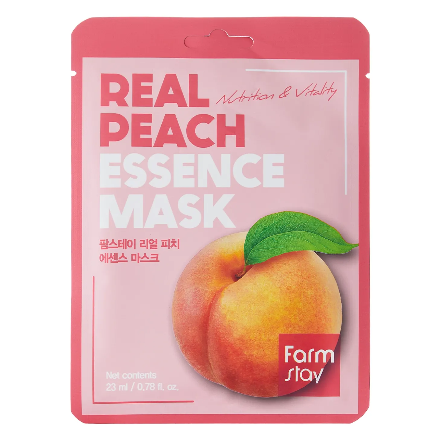 Farmstay - Real Peach Essence Mask - Odświeżająca Maska w Płachcie z Ekstraktem z Brzoskwini - 23ml/1szt