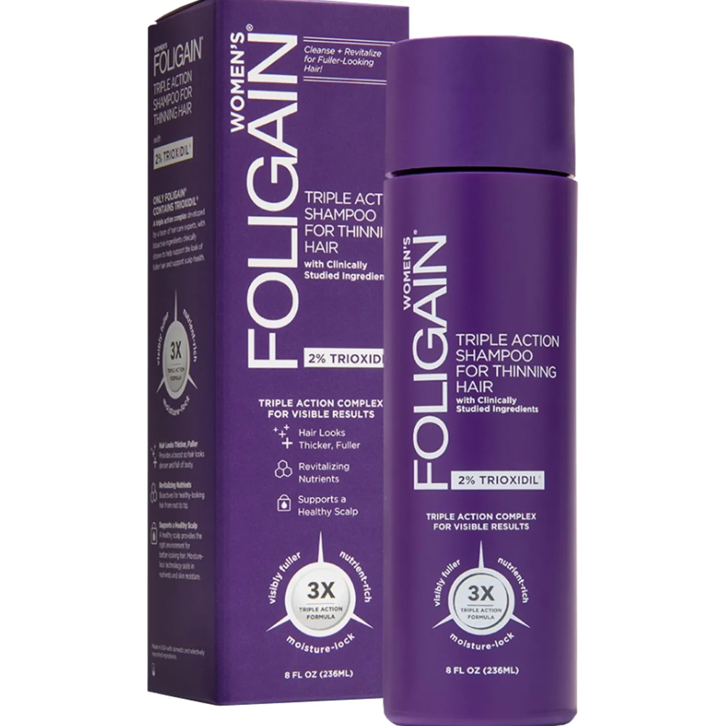 Foligain - Triple Action - Shampoo for Thinning Hair - Szampon do Włosów Cienkich - 236ml