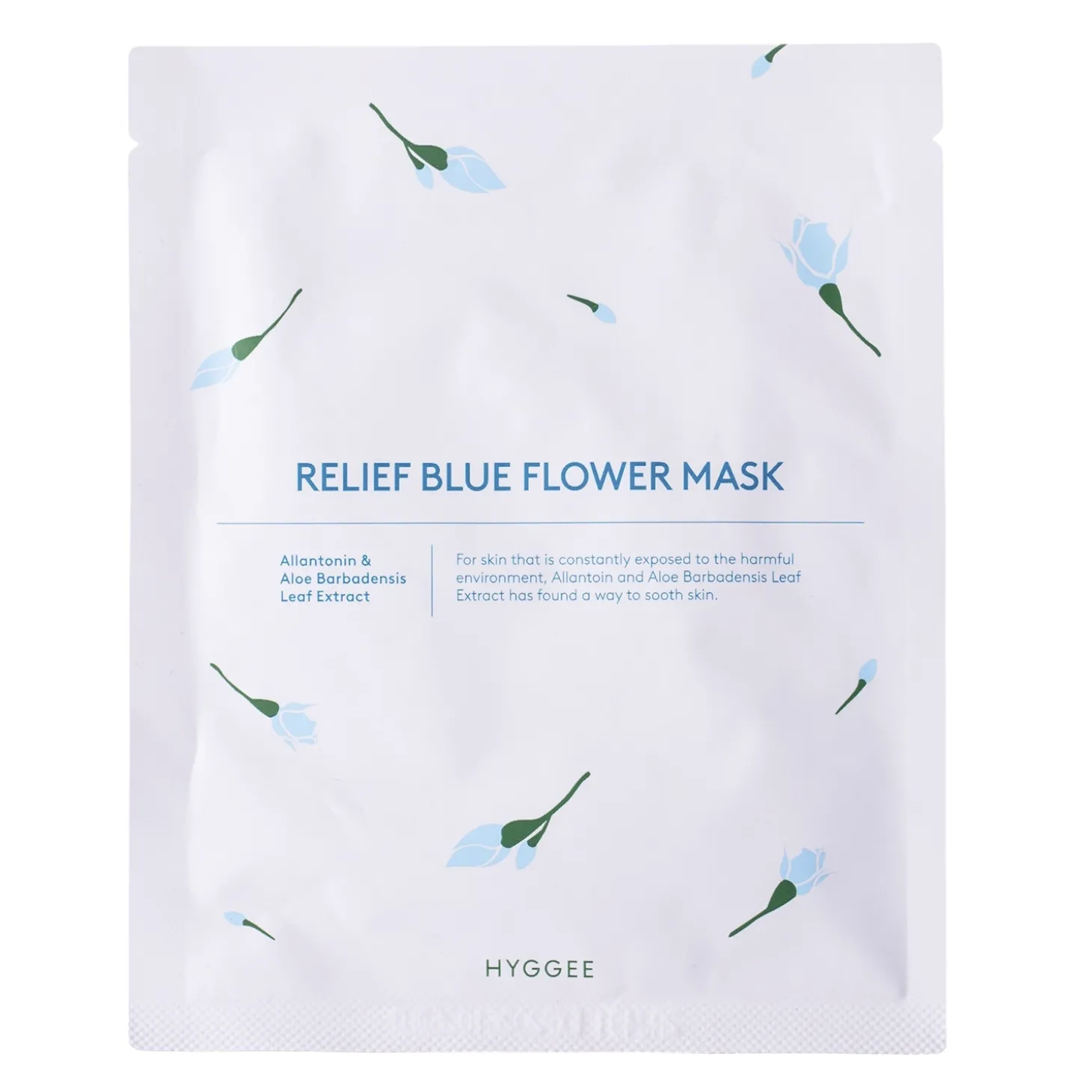Hyggee - Relief Blue Flower Mask - Łagodząca Maska do Twarzy w Płachcie - 1szt/35ml