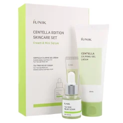 iUNIK - Centella Edition Skincare Set - Zestaw Kojący Żel - Krem z Wąkrotą Azjatycką 60ml i Serum dla Cery Problematycznej z Wodą z Drzewa Herbacianego
