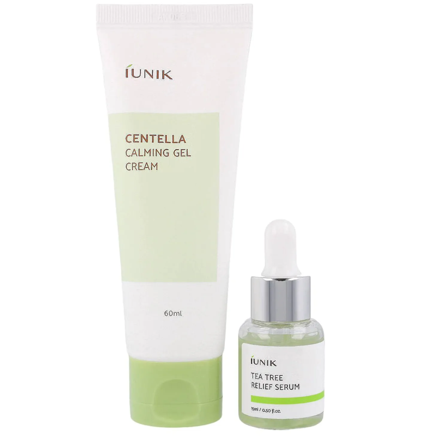 iUNIK - Centella Edition Skincare Set - Zestaw Kojący Żel - Krem z Wąkrotą Azjatycką 60ml i Serum dla Cery Problematycznej z Wodą z Drzewa Herbacianego