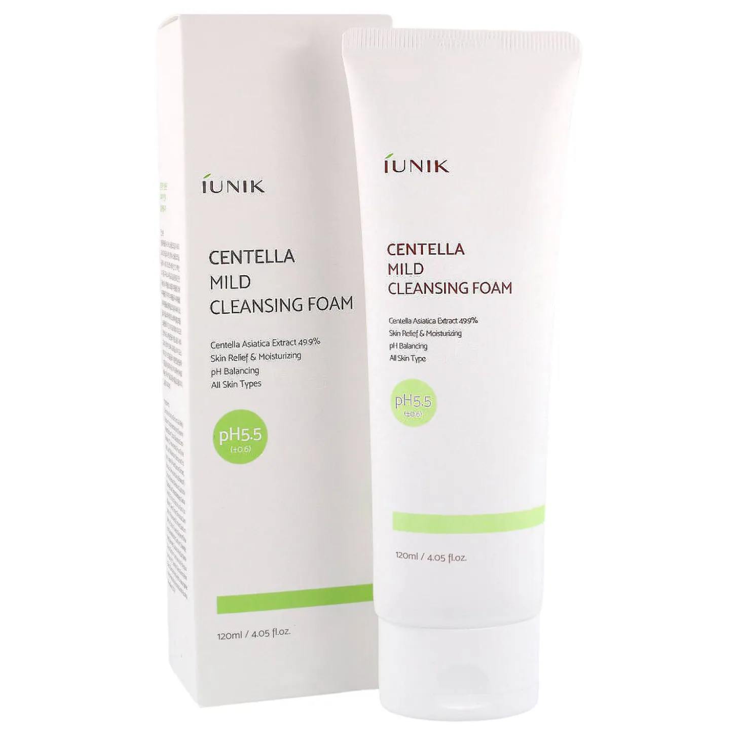 iUNIK - Centella Mild Cleansing Foam - Łagodna Pianka Oczyszczająca z Wąkrotą Azjatycką - 120ml