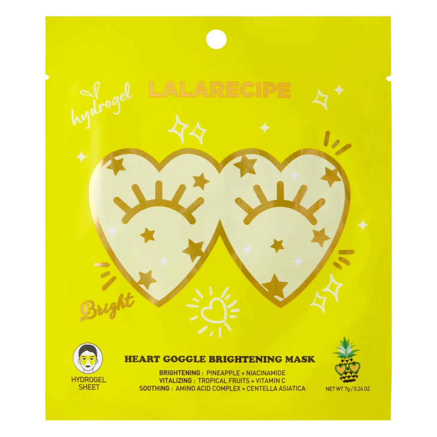 LalaRecipe - Heart Goggle Brightening Mask - Rozjaśniająca Maska w Płachcie pod Oczy - 7g