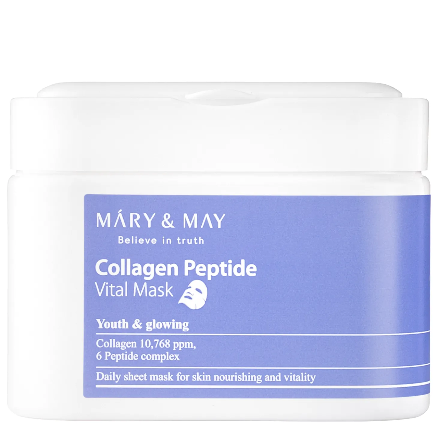 Mary&May - Collagen Peptide Vital Mask - Zestaw Ujędrniających Maseczek do Twarzy - 30szt