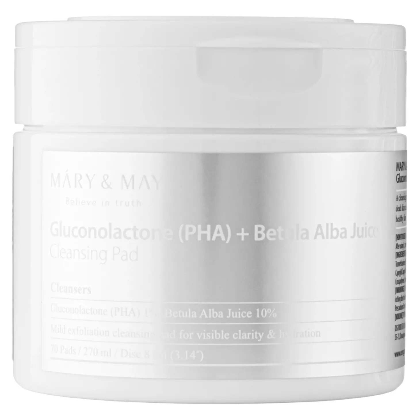 Mary&May - Gluconolactone (PHA)+Betula Alba Juice Cleansing Pad - Płatki Oczyszczająco-Peelingujące - 270ml/70szt