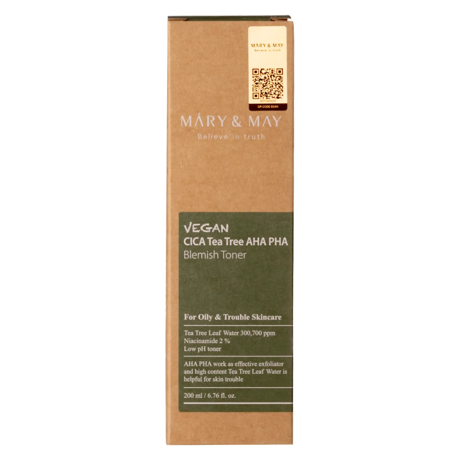 Mary&May - Vegan CICA Tea Tree AHA PHA Toner - Wegański Tonik z Kwasami - 200ml