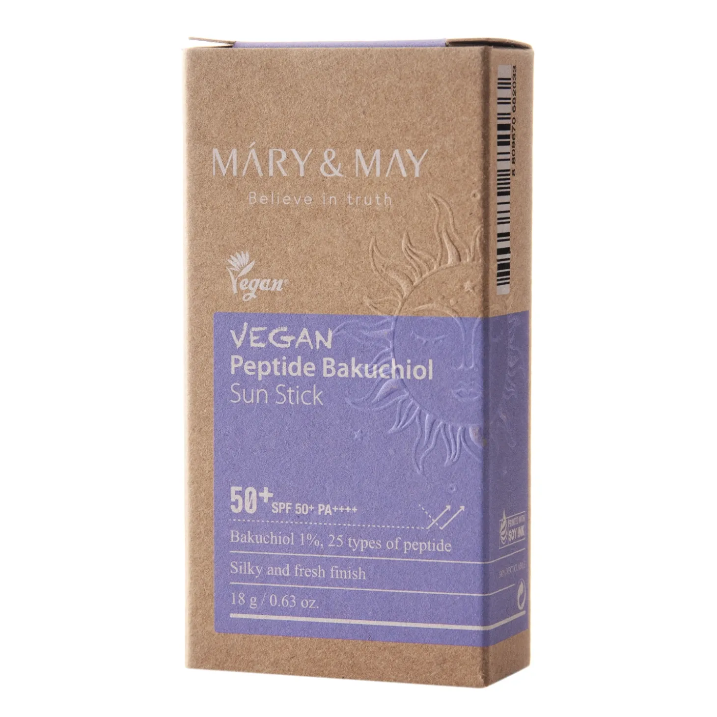 Mary&May - Vegan Peptide Bakuchiol Sun Stick SPF50+/PA++++ - Sztyft Przeciwsłoneczny z Peptydami - 18g
