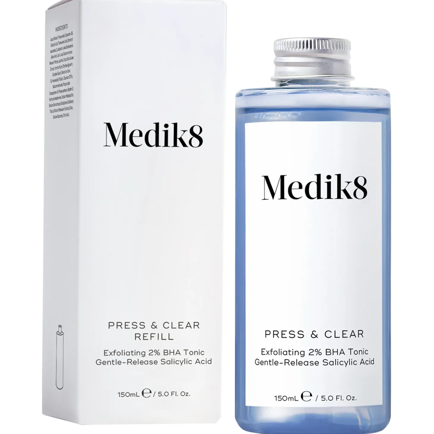 Medik8 - Press&Clear Exfoliating 2% BHA Toner - Złuszczający Tonik z Kwasem Salicylowym - 150ml - Refill