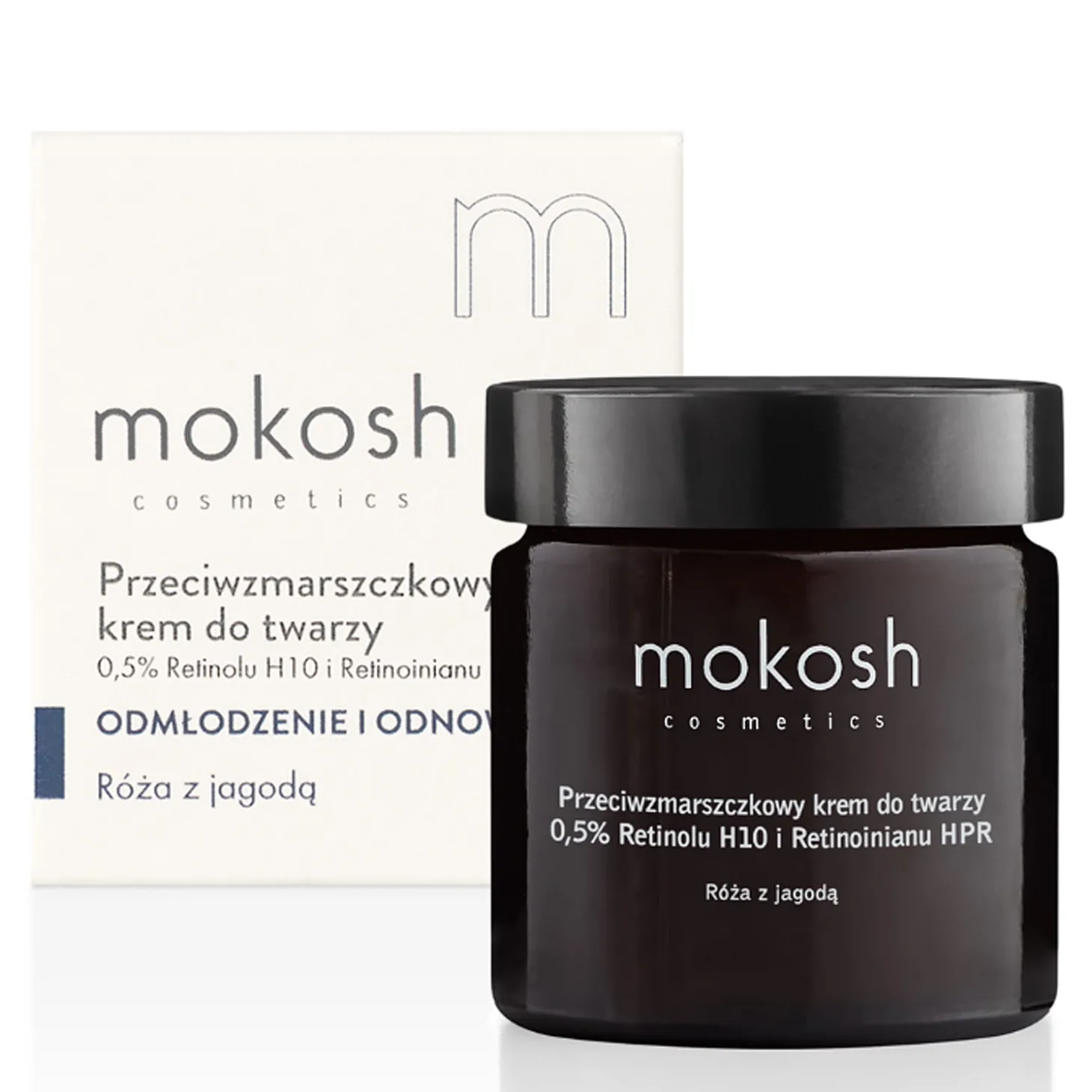 Mokosh - Przeciwzmarszczkowy Krem do Twarzy 0,5% (Retinolu H10 i Retinoinianu HPR) - Róża z Jagodą - 60ml