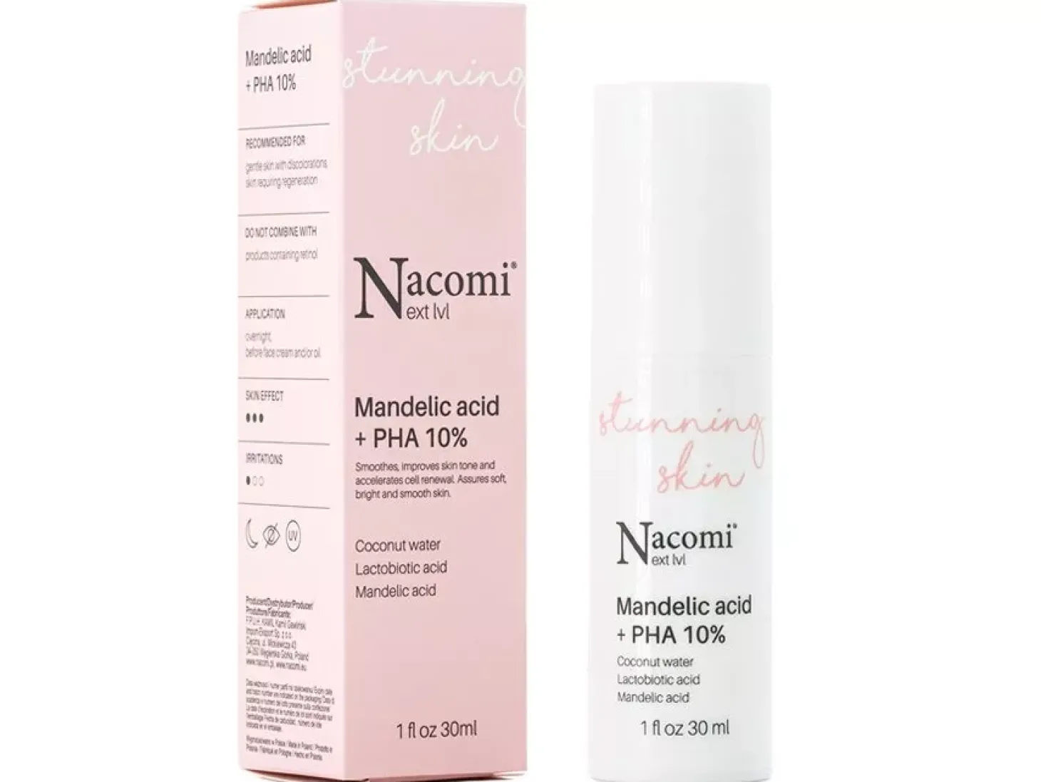 Nacomi - Next Level - Mandelic Acid + PHA 10% - Peelingujące Serum z Kwasem Migdałowym i Kwasami PHA 10% - 30ml