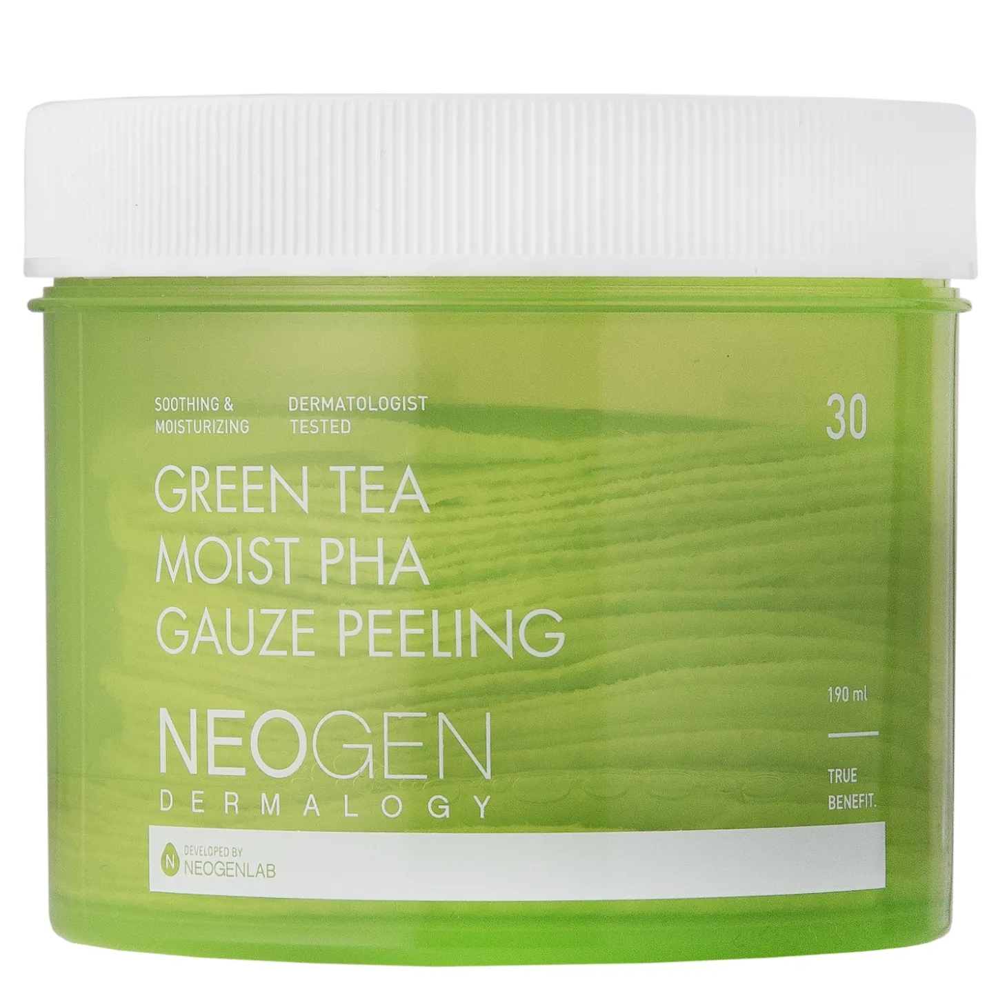 Neogen - Green Tea Moist PHA Gauze Peeling - Płatki z Kwasami i Zieloną Herbatą - 30szt/190ml