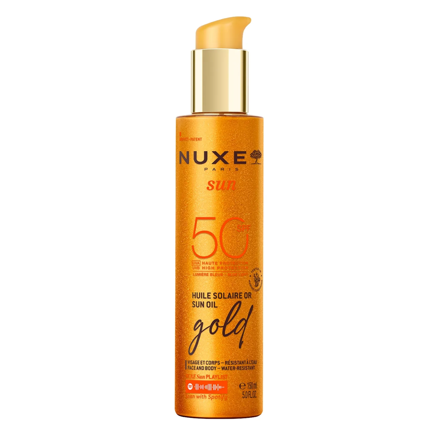 Nuxe - Sun - Rozświetlający Olejek z Drobinkami do Opalania Twarzy i Ciała SPF50 - 150ml