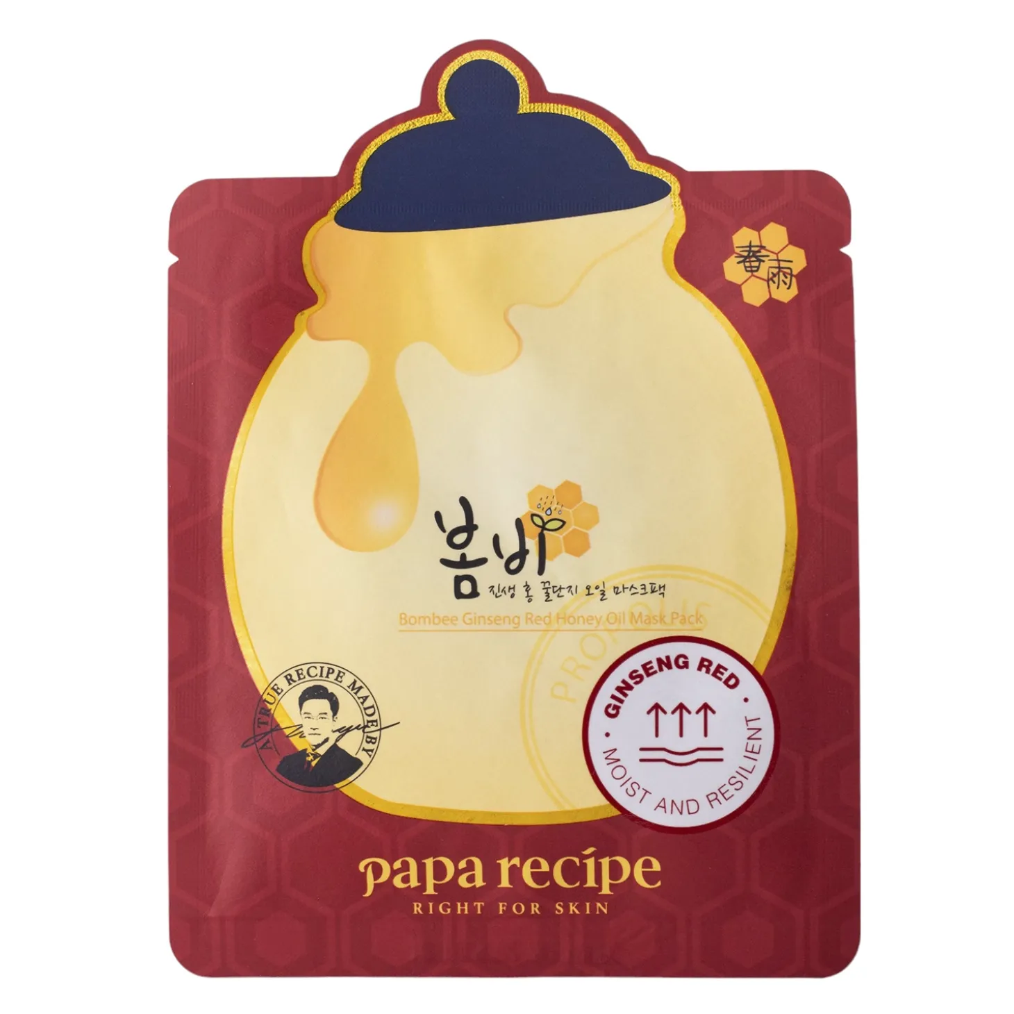 Papa Recipe - Bombee Ginseng Red Honey Oil Mask - Rewitalizująca Maska w Płachcie - 1szt/20g