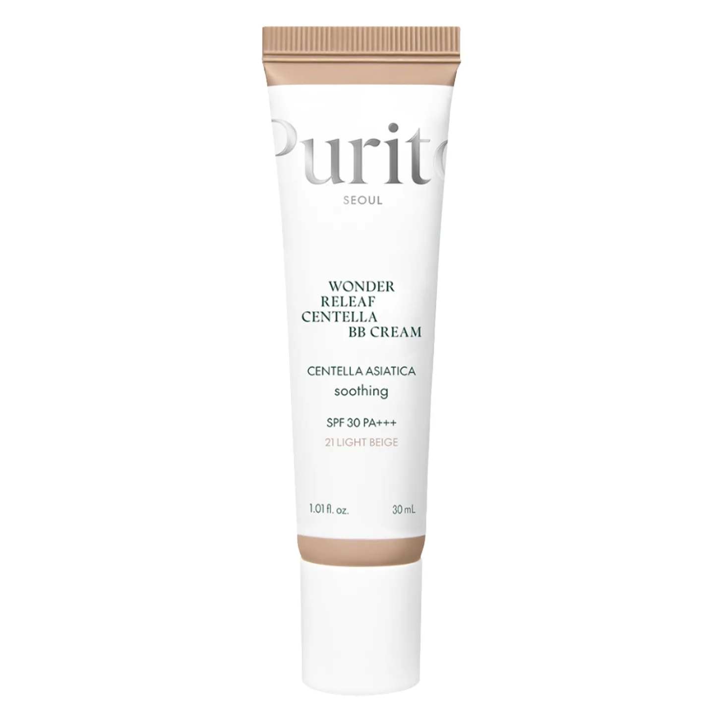 Purito Seoul - Wonder Releaf Centella BB Cream SPF 30 PA+++ #21 Light Beige - Krem BB z Wąkrotą Azjatycką - 30ml