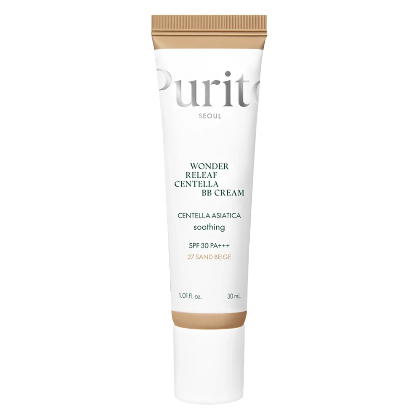 Purito Seoul - Wonder Releaf Centella BB Cream SPF 30 PA+++ #27 Sand Beige - Krem BB z Wąkrotą Azjatycką - 30ml