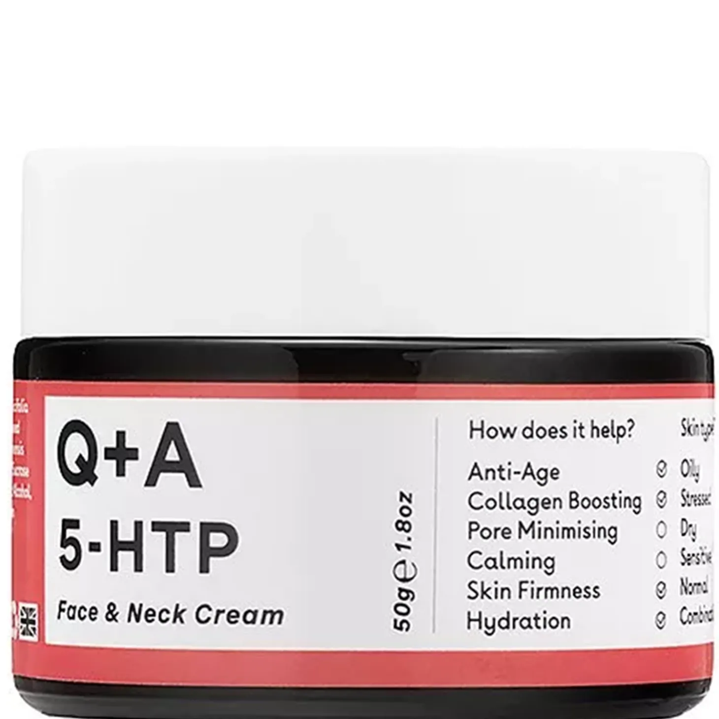 Q+A - 5-HTP - Face&Neck Cream - Ujędrniający Krem do Twarzy i Szyi z Aminokwasem 5-HTP - 50ml