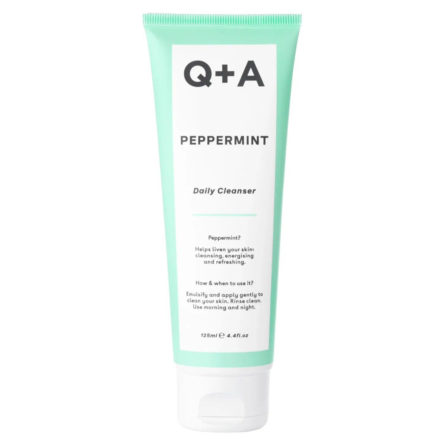 Q+A - Peppermint - Daily Cleanser - Łagodząco-Oczyszczający Żel do Mycia Twarzy z Miętą Pieprzową - 125ml