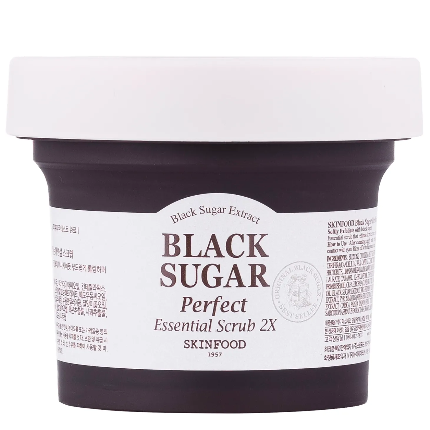 Skinfood - Black Sugar Perfect Essential Scrub 2X - Maska Peelingująca z Brązowym Cukrem - 210g