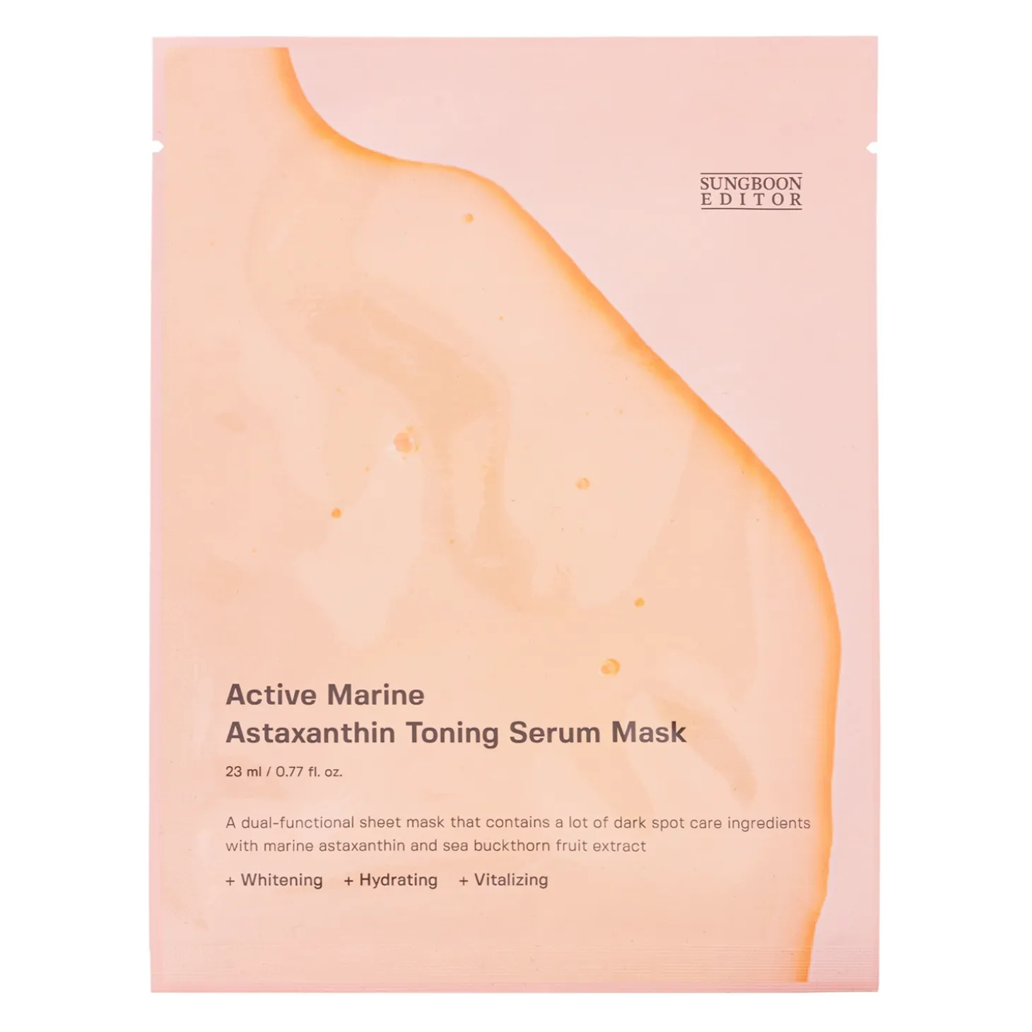 Sungboon Editor - Active Marine Astaxanthin Toning Serum Mask - Rozświetlająca Maska do Twarzy w Płachcie - 1szt/23ml