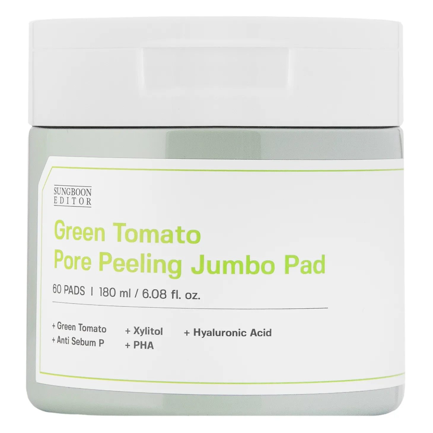 Sungboon Editor - Green Tomato Pore Peeling Jumbo Pad - Peelingujące Płatki do Twarzy - 60szt/180ml