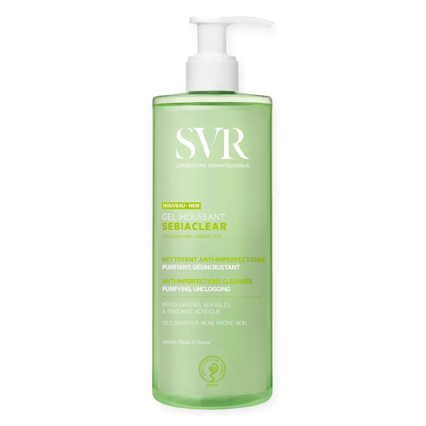 SVR - Sebiaclear Gel Moussant - Delikatnie Złuszczający Żel do Mycia Skóry - 400ml