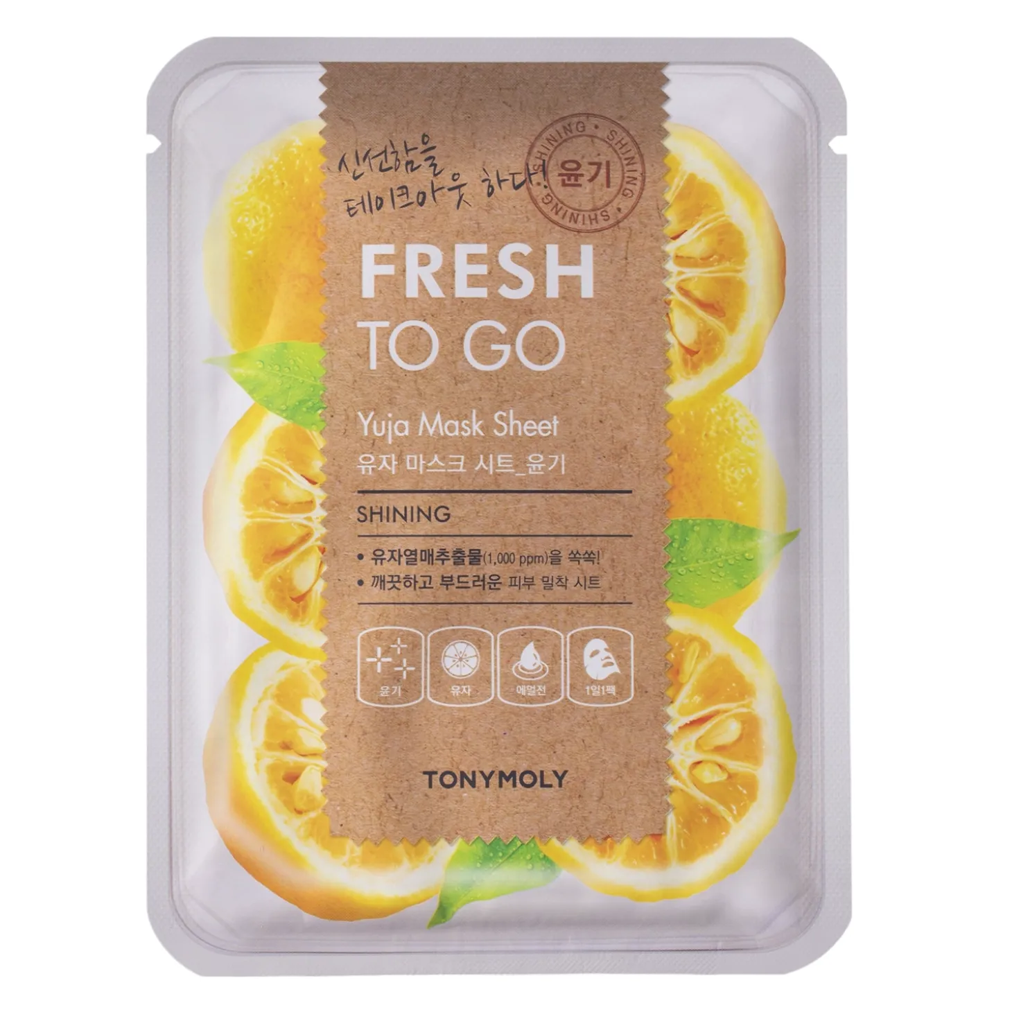 TonyMoly - Fresh To Go Yuja Mask Sheet - Odżywcza Maska do Twarzy w Płachcie - 1szt/22g