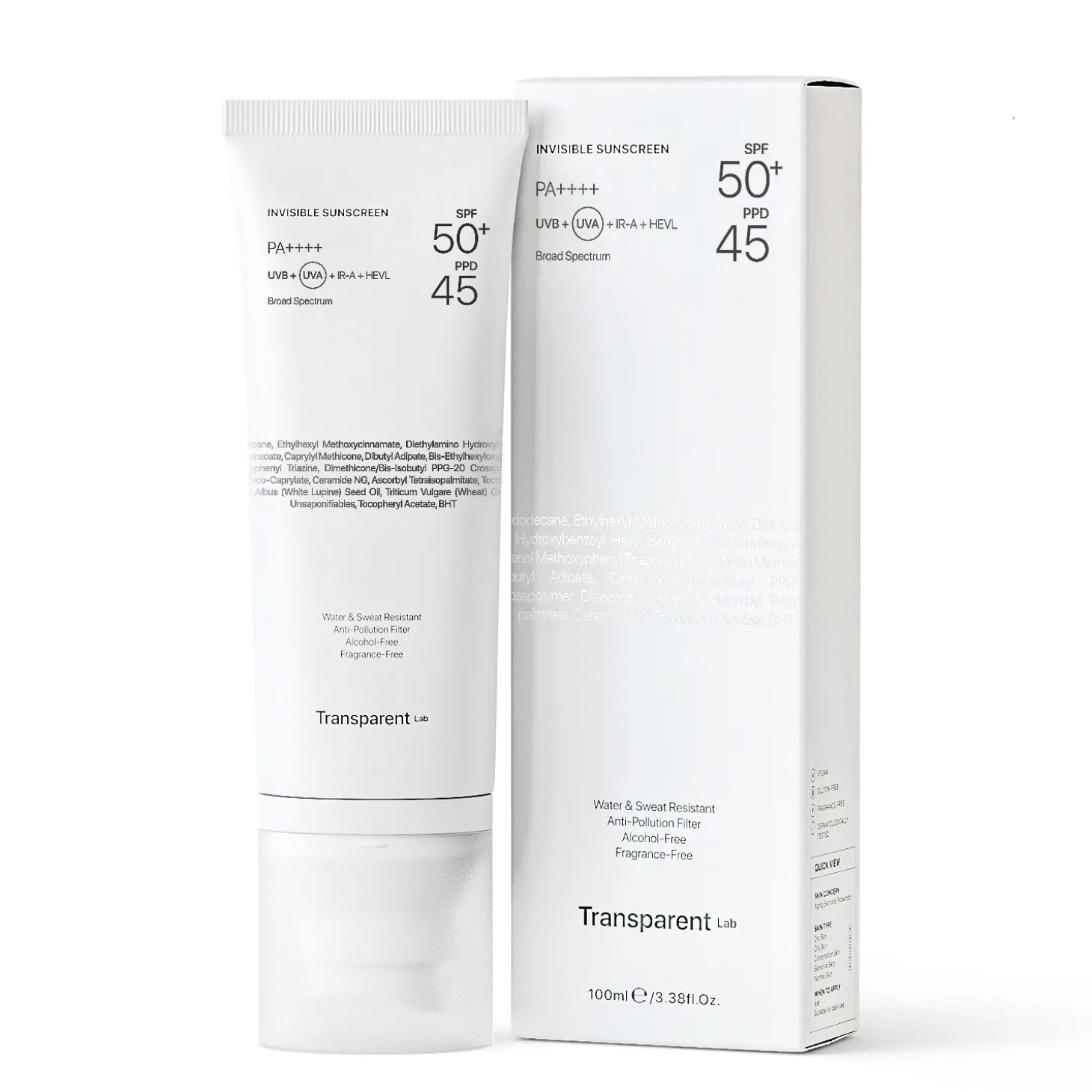 Transparent Lab - Invisible Sunscreen SPF50+ - Niewidoczny Krem Przeciwsłoneczny - 100ml