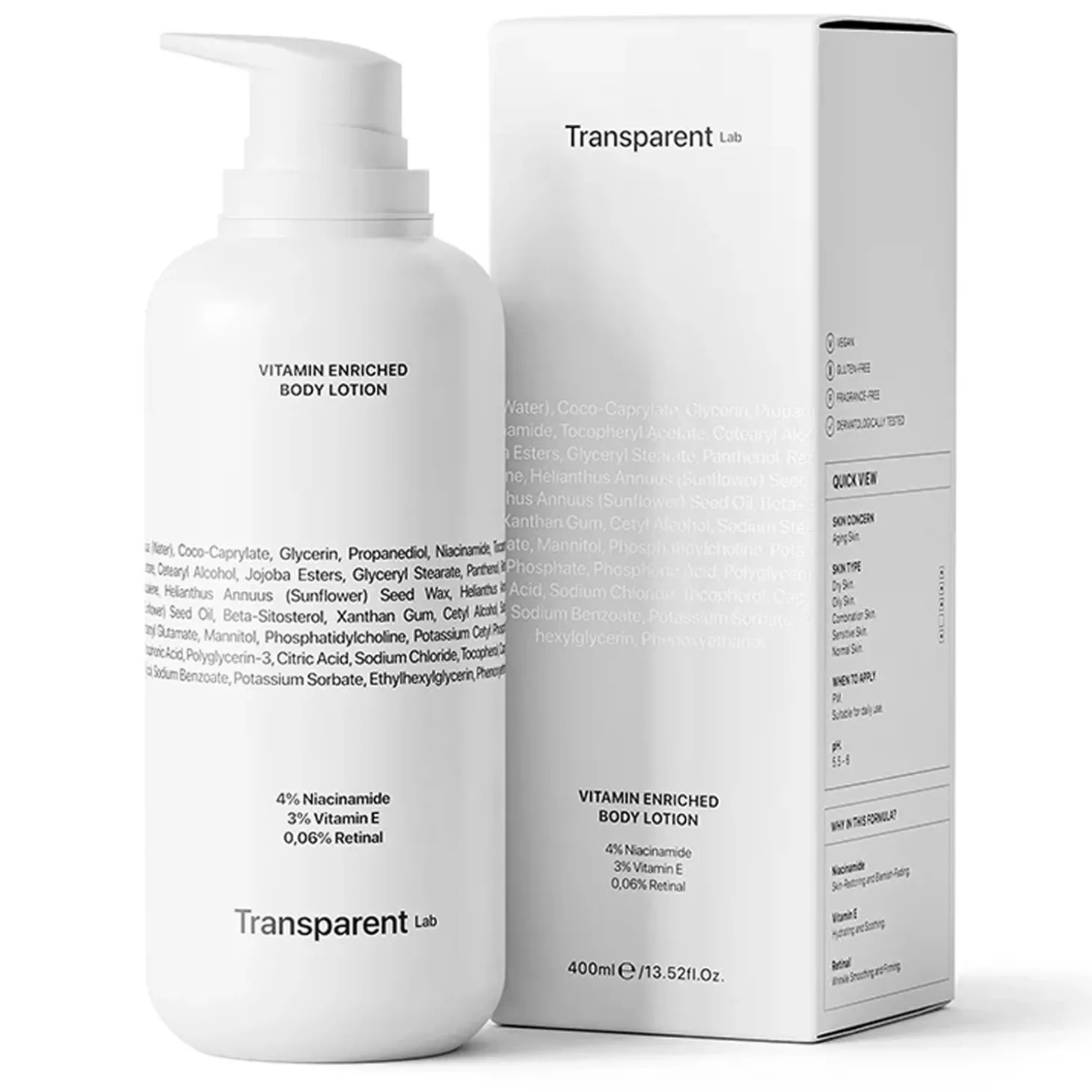 Transparent Lab - Vitamin Enriched Body Lotion - Kuracja do Ciała z Retinalem 0,06% - 400ml