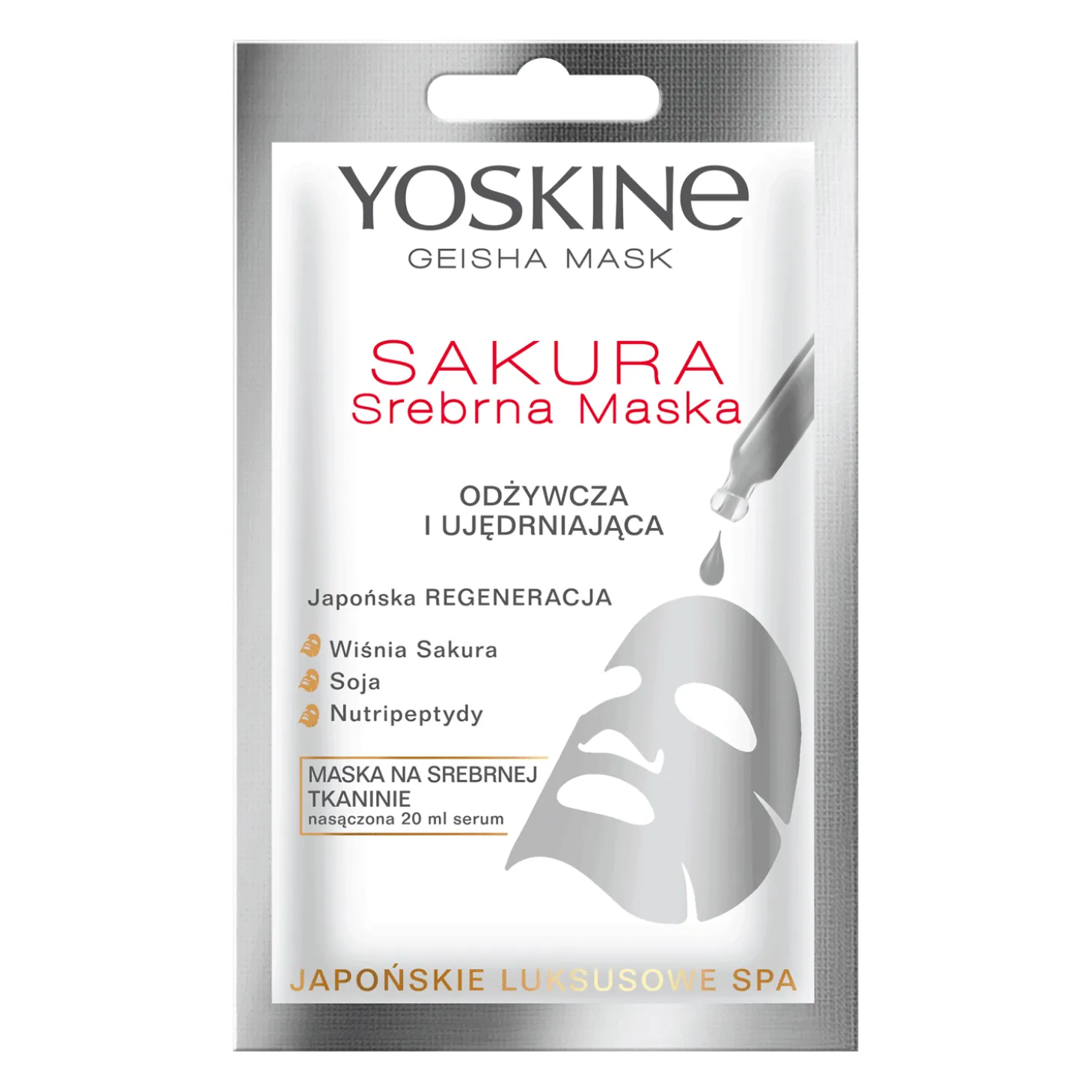 Yoskine - Geisha Mask - Maska na Srebrnej Tkaninie Sakura - 20ml