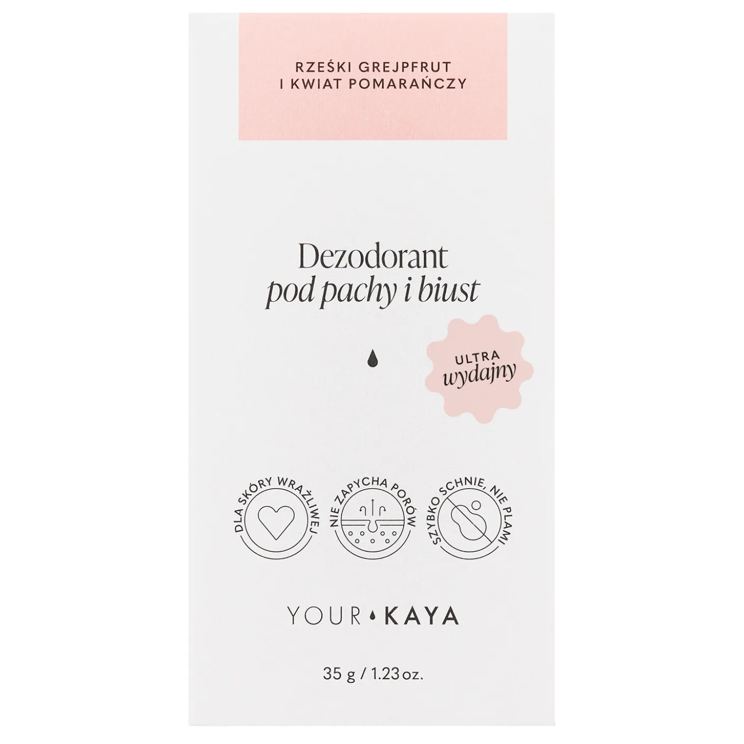 Your Kaya - Dezodorant pod Pachy i Biust - Rześki Grejpfrut i Kwiat Pomarańczy - 35g